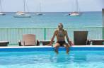 A piscina diretoria do nosso hotel em Pinney Beach, em Nevis - Caribe